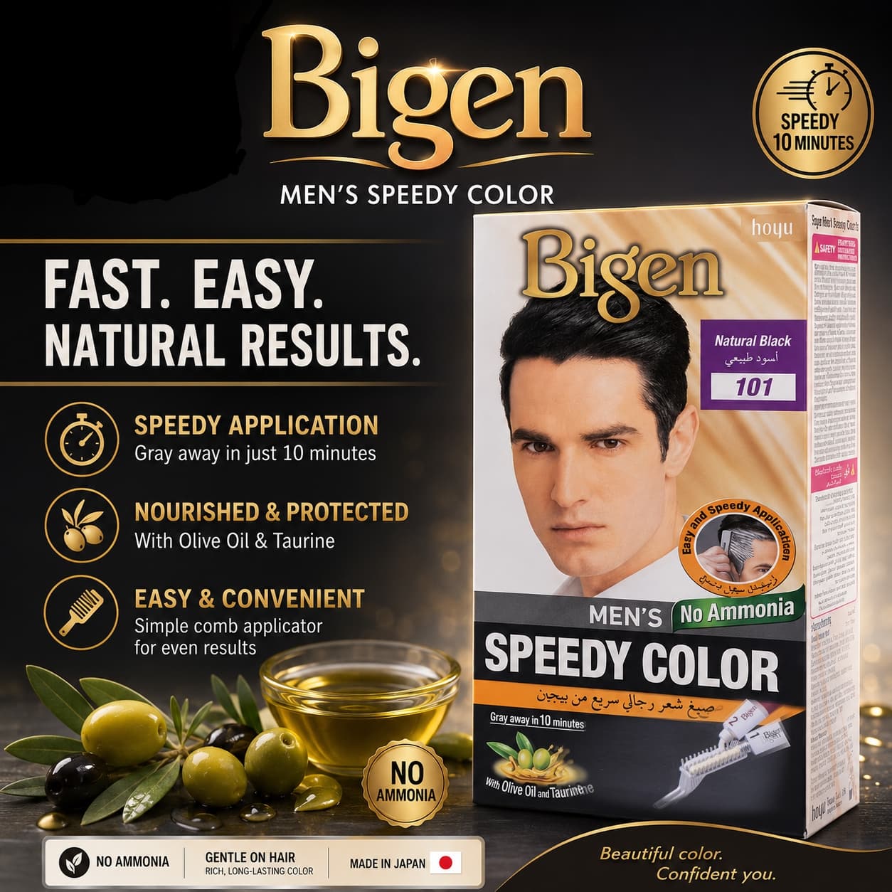 Mens Bigen hair colour for men - Natural Black - No.101
